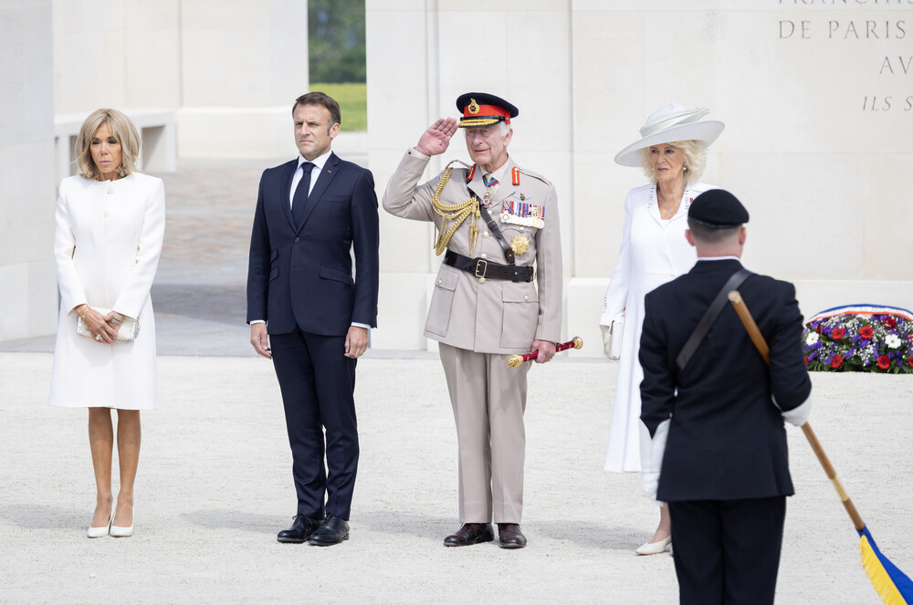 Brigitte Macron, President Emmanuel Macron, His Majesty King Charles III and Queen Camilla at The Service of Commemoration