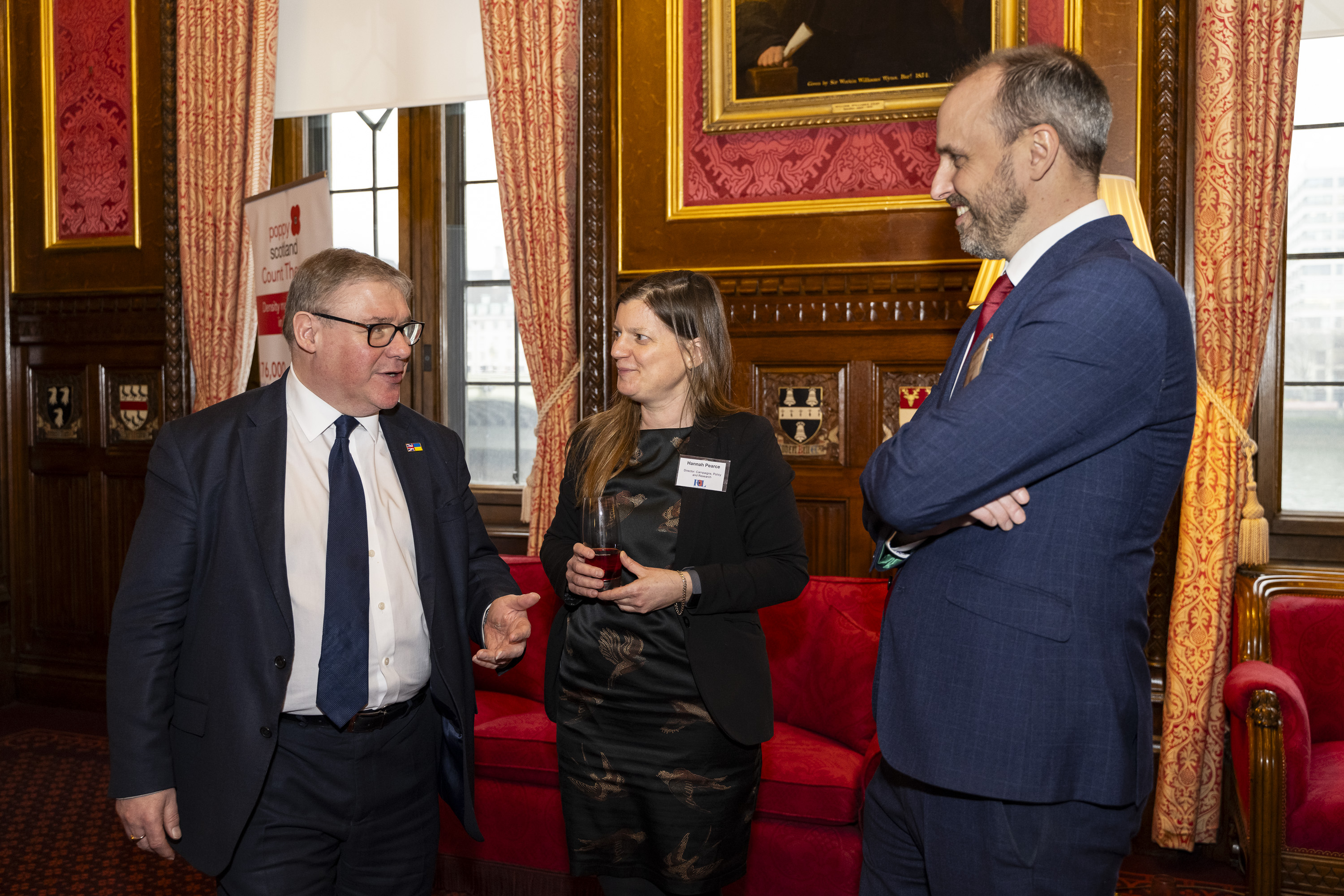 Mark Francois MP with RBL's Hannah Pearce (Director of Campaigns, Policy and Research) and John Williams (Head of Public Affairs and Campaigns)