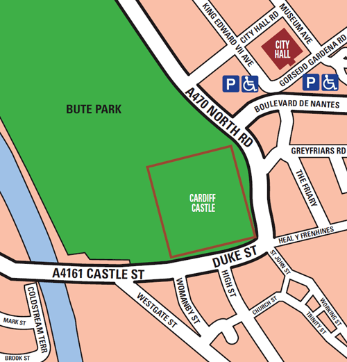 Cardiff Field of Remembrance map showing Cardiff Castle