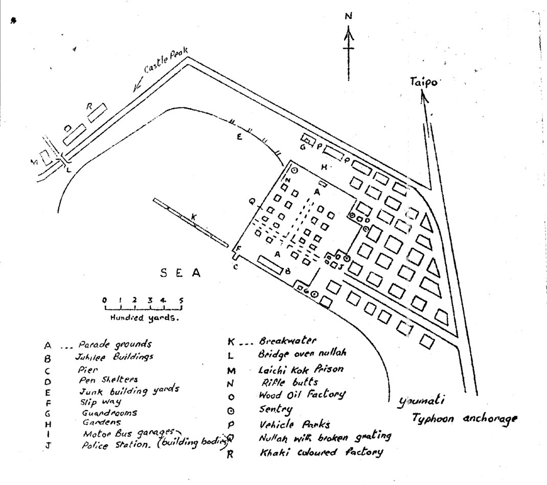 A sketch of Sham Shui Po POW camp in Hong Kong